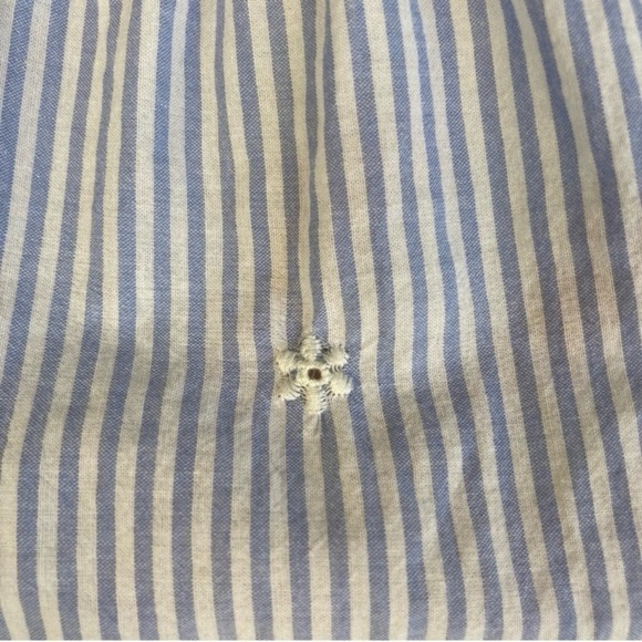 Gap Striped Embroidered Eyelet Tiered Peasant Blouse Tassels Puff Sleeves Sz XS - Picture 14 of 16